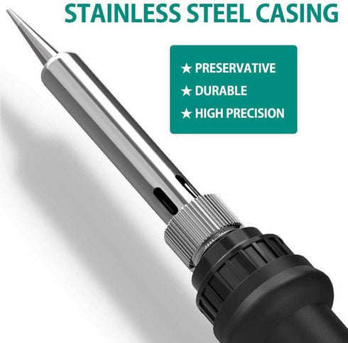 15-in-1 Soldering Iron Kit 60W – Adjustable Temperature, Ceramic Heater, Solder Sucker, 6 Tips & Accessories