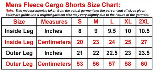 Mens Fleece Cargo Shorts