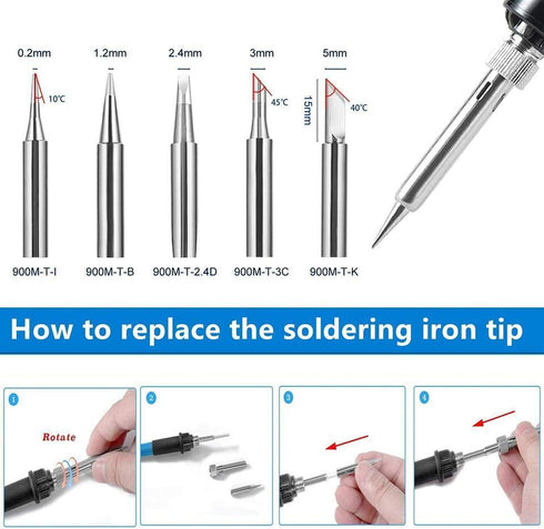 15-in-1 Soldering Iron Kit 60W – Adjustable Temperature, Ceramic Heater, Solder Sucker, 6 Tips & Accessories
