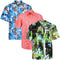 3 Pack Mens Hawaiian Shirt Short Sleeve Summer Beach