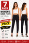 7 Pack Women’s High Waist Slim Fit Trousers with Zipper Pockets - From £2.99 Per Unit
