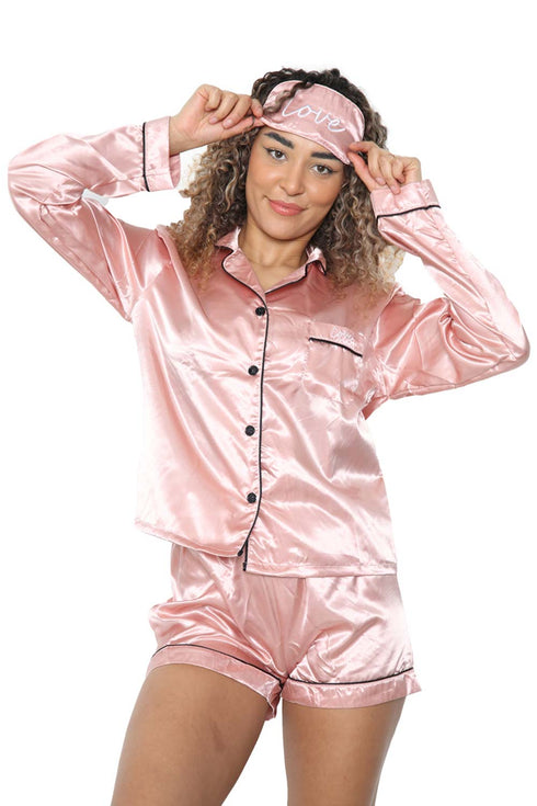 Womens Satin Nightwear Set with Eye Mask