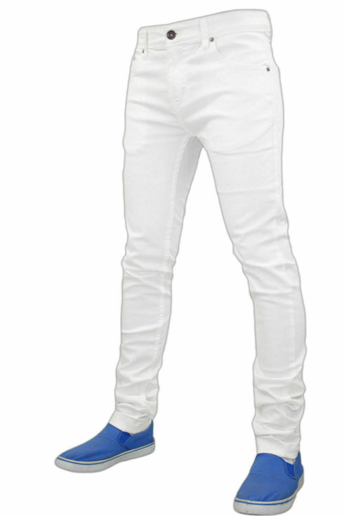 Mens White Super Skinny Jeans - TF021