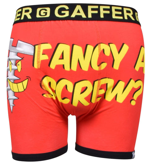 Gaffer Novelty Men’s Boxer Shorts – Fancy A Screw Funny Print