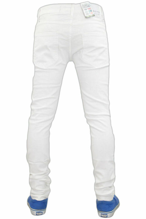 Mens White Super Skinny Jeans - TF021