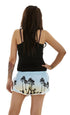 Women’s Summer Palm Tree Print Shorts – Pink & Blue Ombre Beach Style Activewear