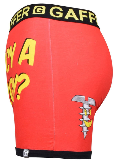 Gaffer Novelty Men’s Boxer Shorts – Fancy A Screw Funny Print