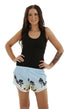 Women’s Summer Palm Tree Print Shorts – Pink & Blue Ombre Beach Style Activewear