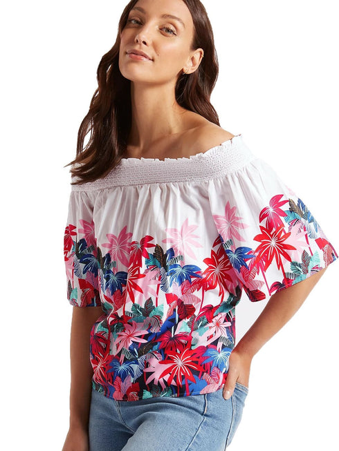 Womens Off Shoulder Floral Top