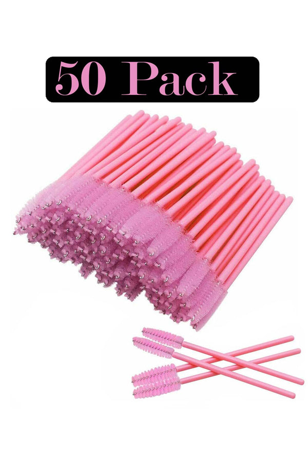 50 Pack Disposable Eyelash Brushes - Mascara Spoolie Wands