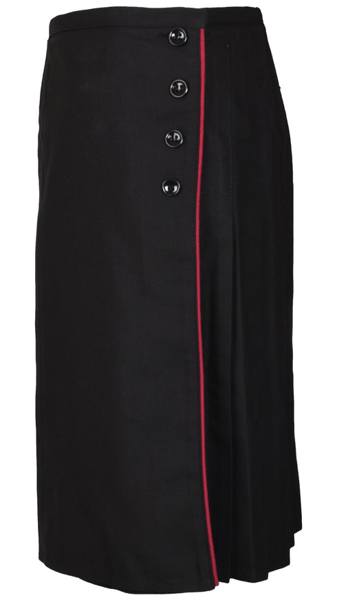 Kids Girls Black Uniform Skirt with Button Detail - 24W X 18L