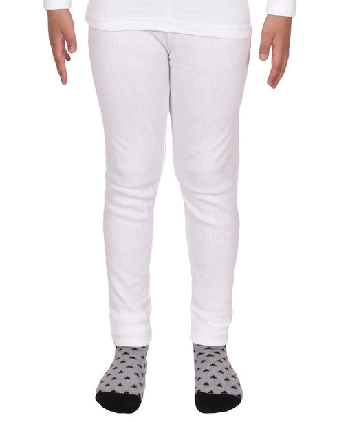 Kids White Long Sleeve Thermal Underwear Set