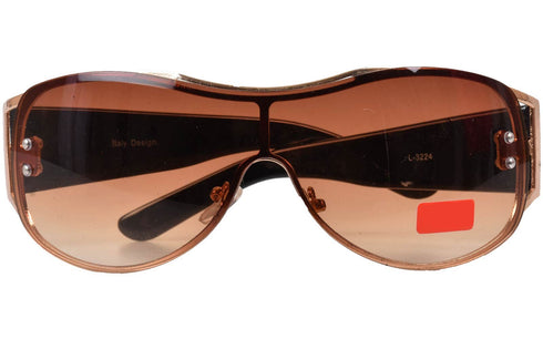 Stylish Oversized Shield Sunglasses – Brown Tinted UV Protection Shades