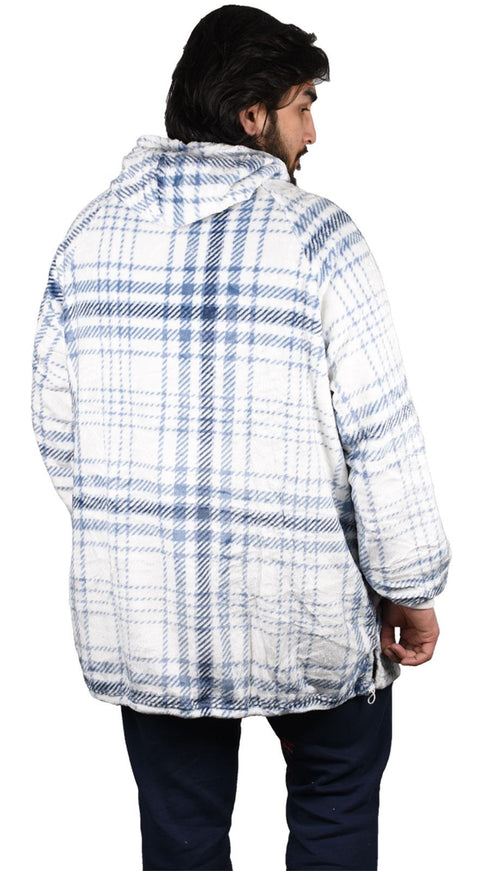 Blanket Oversized Hoodie White Blue - Thin
