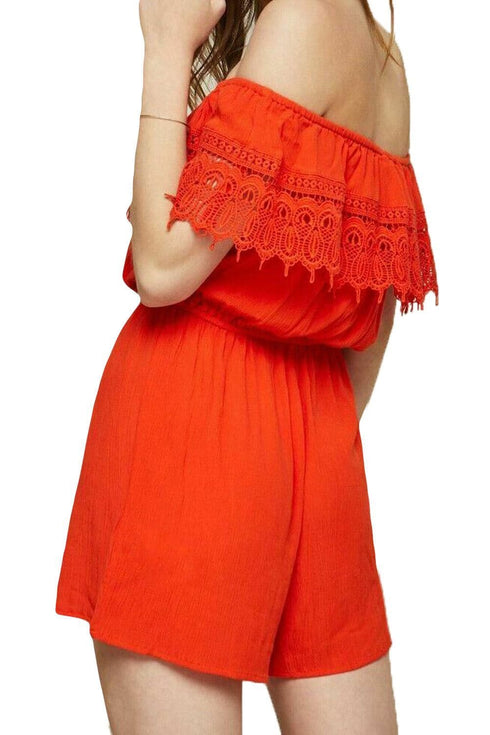 Womens Lace Detail Off Shoulder Playsuit