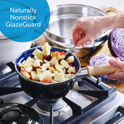 Enameled Steel Saucepan with Wooden Handle – 1.5L