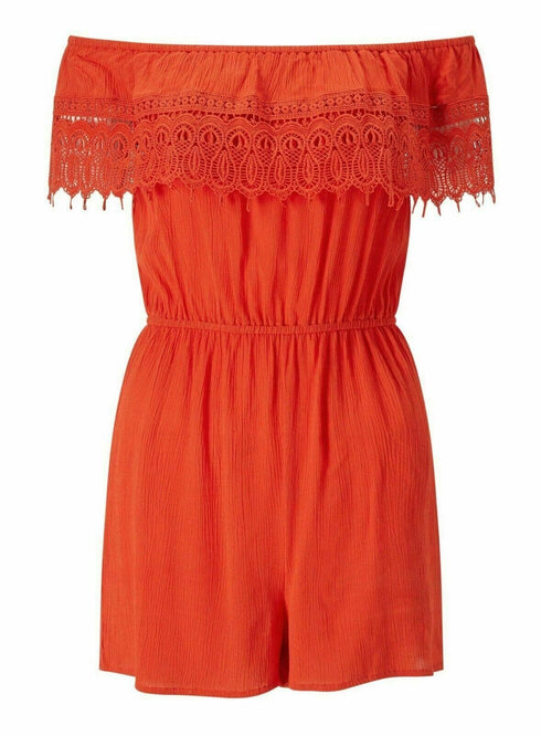 Womens Lace Detail Off Shoulder Playsuit