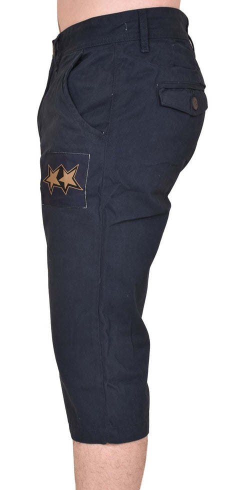 Men’s Knee-Length Shorts with Star Patch – Casual Cotton Summer Wear