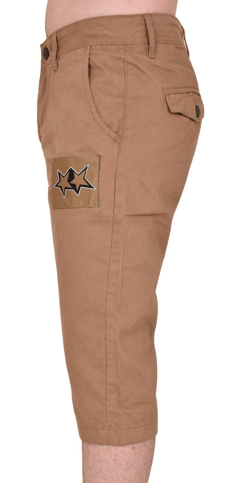 Men’s Knee-Length Shorts with Star Patch – Casual Cotton Summer Wear