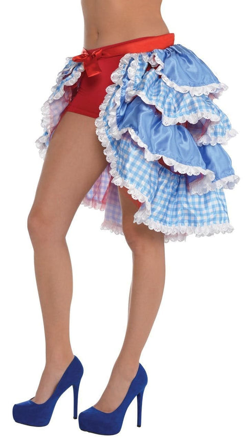 Women’s Kansas Cutie Tie-On Bustle – Gingham Layered Skirt for Fancy Dress & Halloween