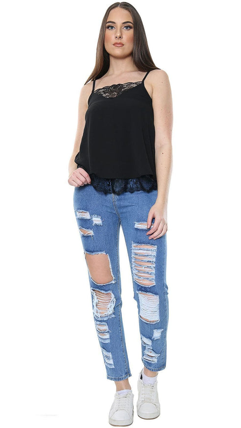 Womens Lace Trim Cami Top