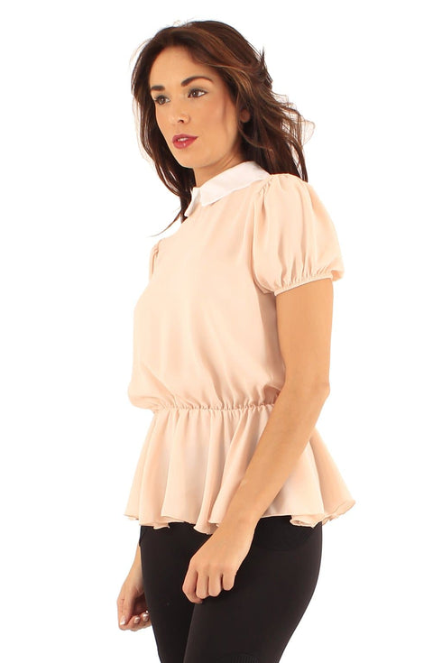 Ladies Collared Peplum Top