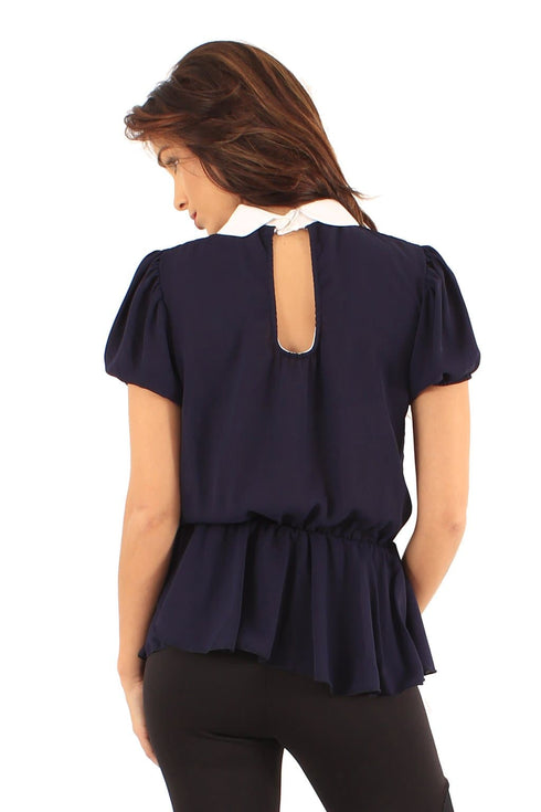 Ladies Collared Peplum Top
