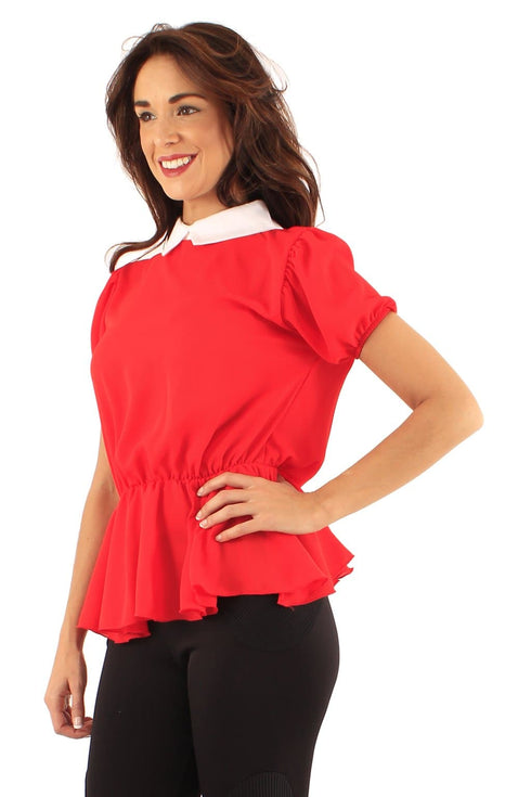 Ladies Collared Peplum Top