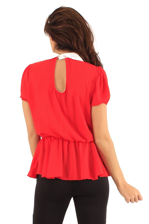 Ladies Collared Peplum Top