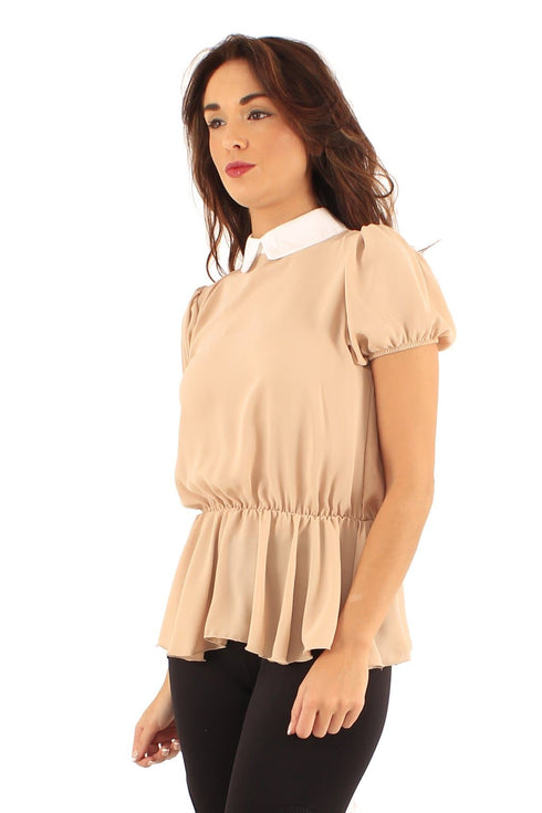 Ladies Collared Peplum Top