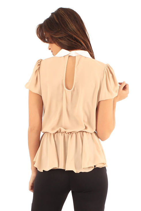 Ladies Collared Peplum Top