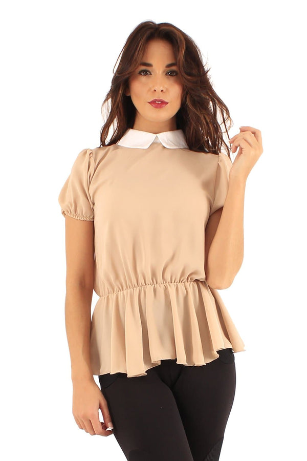 Ladies Collared Peplum Top