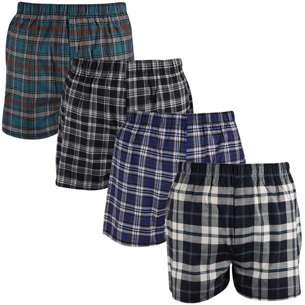 4 Pack Assorted Men Woven Check Boxer