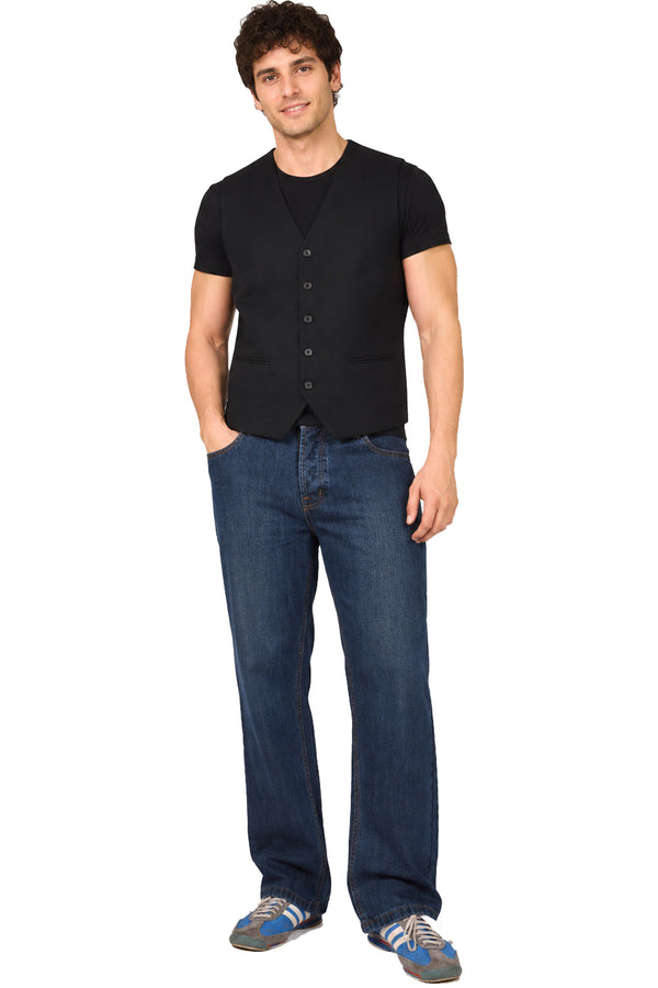 Men’s Faded Straight-Leg Denim Jeans