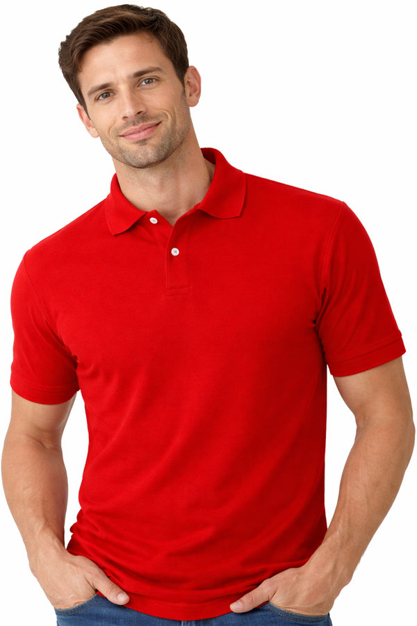 Men’s Pique Polo Shirt - Polycotton Short Sleeve Top