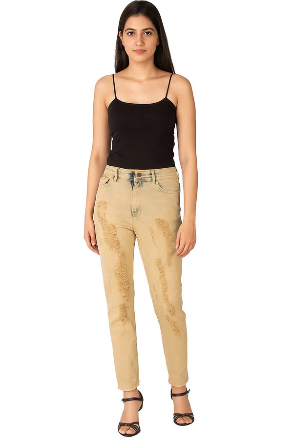 Ladies Ripped Stretch Jeans