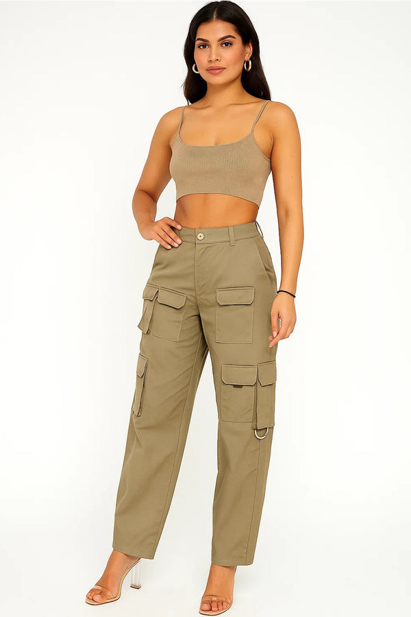 Ladies Cargo Combat Trousers – 8 Pocket, Casual Outdoor Pants, Women’s Utility Workwear