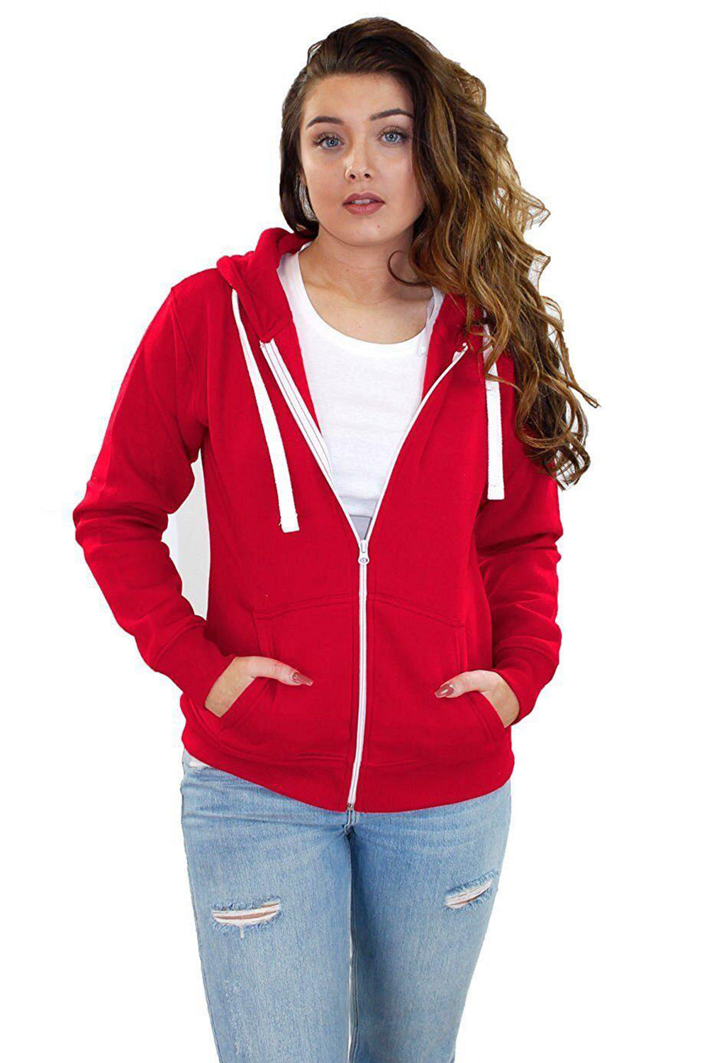 Plain Zip Up Fleece Hoodie