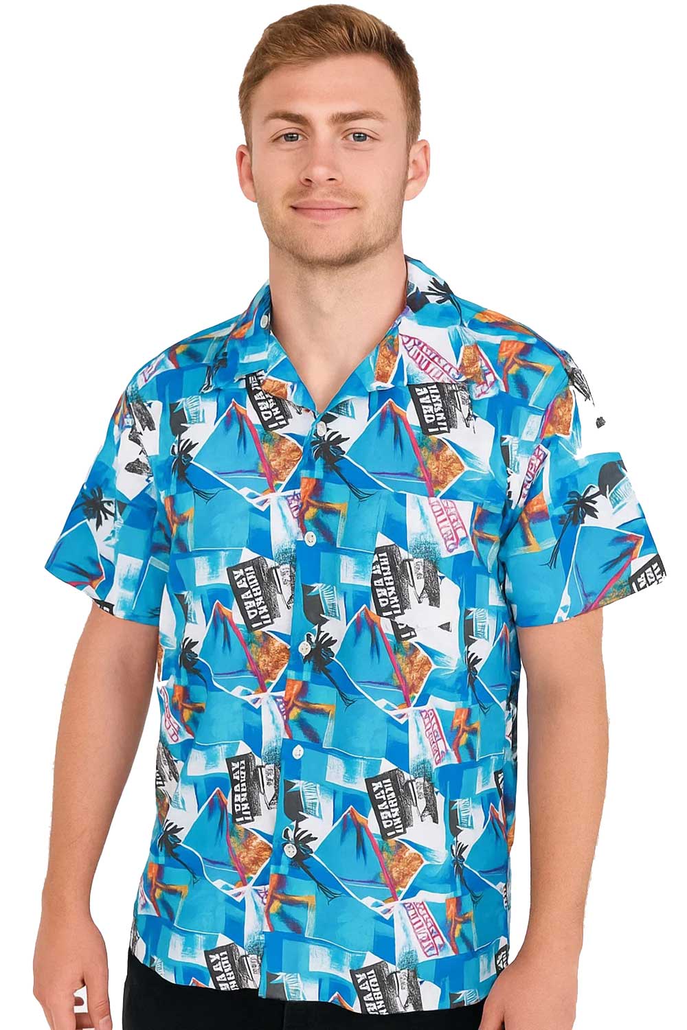 Sky Blue Printed Hawaiian Shirt