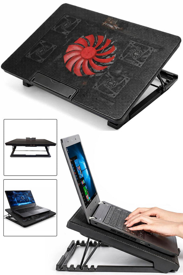 5 Fan Laptop Cooling Pad – Adjustable USB Laptop Stand