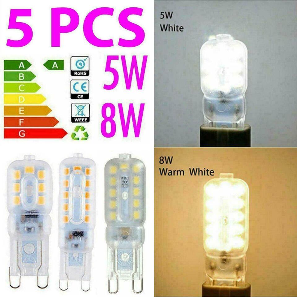 5 Pack G9 LED Capsule Bulbs 5W or 8W Warm Cool