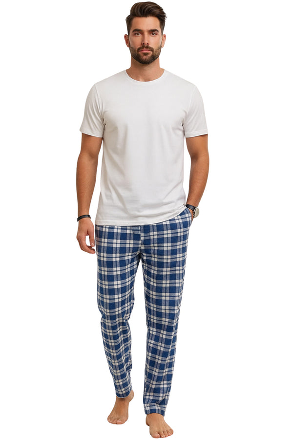Men's Plaid Pajama Set – Short Sleeve T-Shirt & Lounge Pants