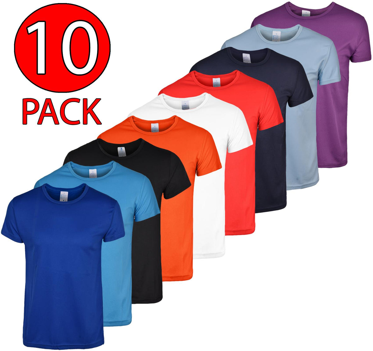 10 Pack Mens Plain Quick Dry T-Shirts – 5poundstuff