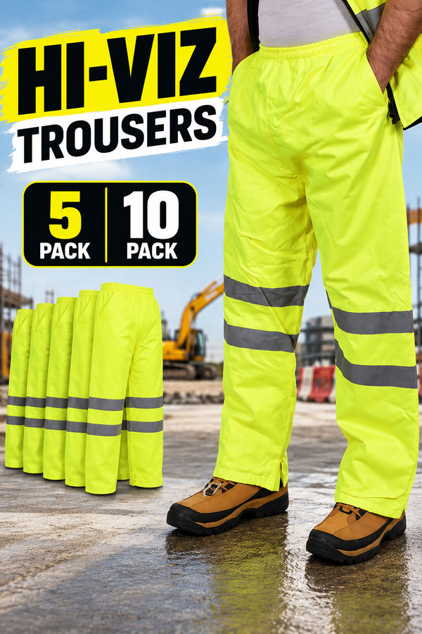 Hi Viz Yellow Padded Trousers - 5/10 Pack