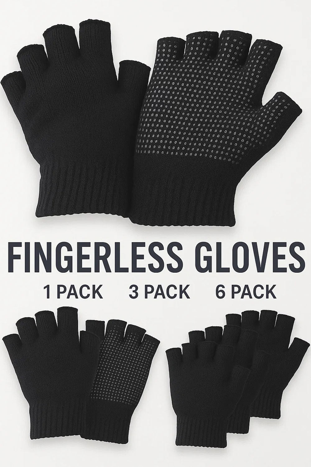 Half Finger Grip Gloves – Winter Warm Knitted Gloves &