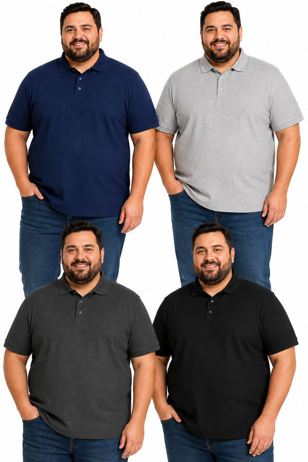 Men’s Plus Size Plain Polo Shirts - 3XL to 6XL