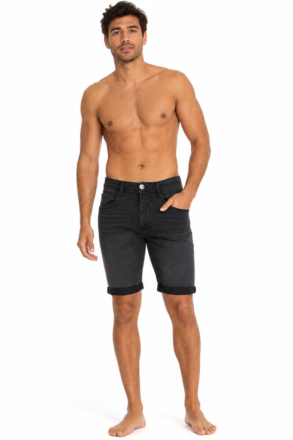 Men’s Crosshatch Slim Fit Rolled Hem Jean Shorts