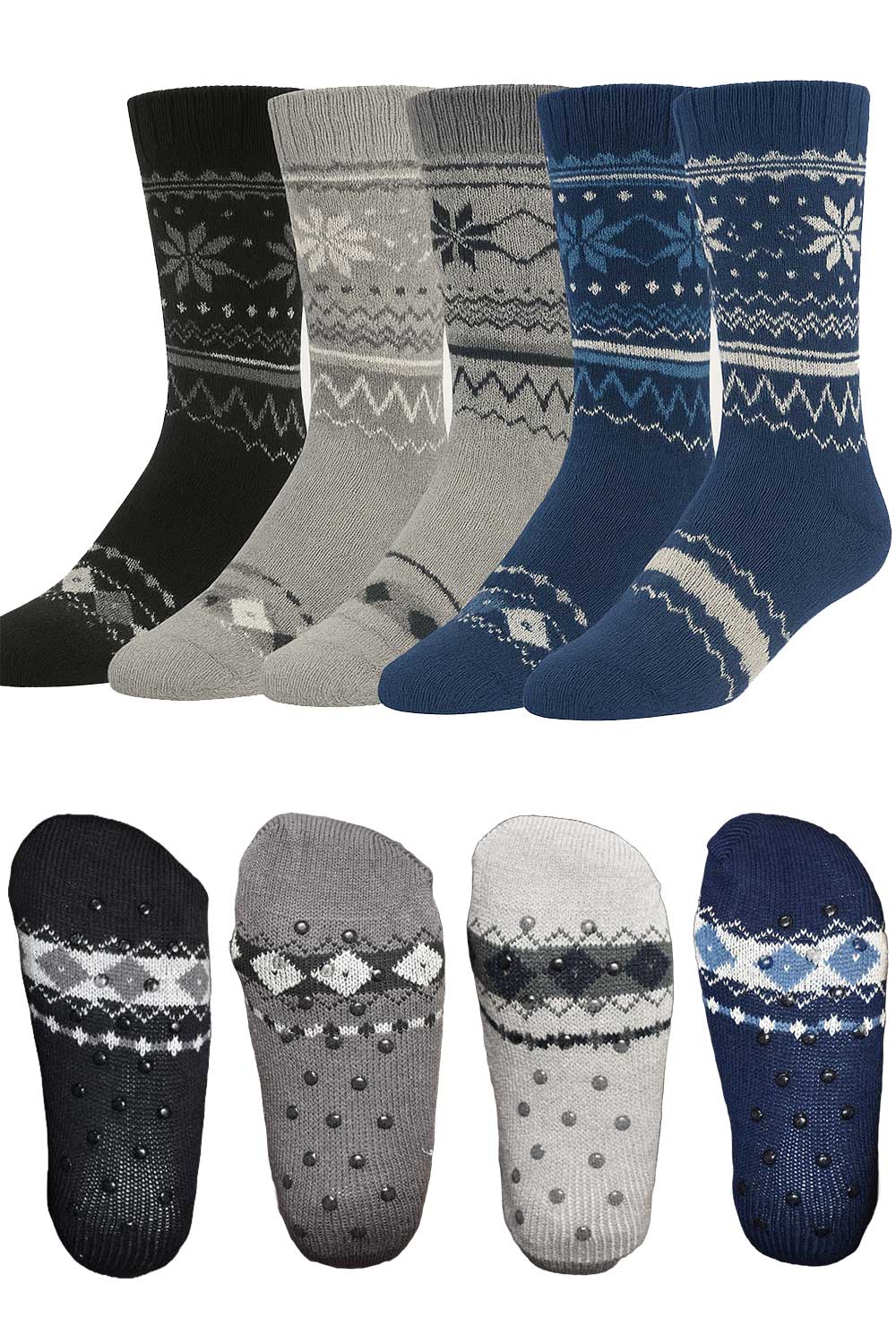 Griper Thermal Socks – Warm Winter Knitted Crew Socks Stylish Nordic Pattern