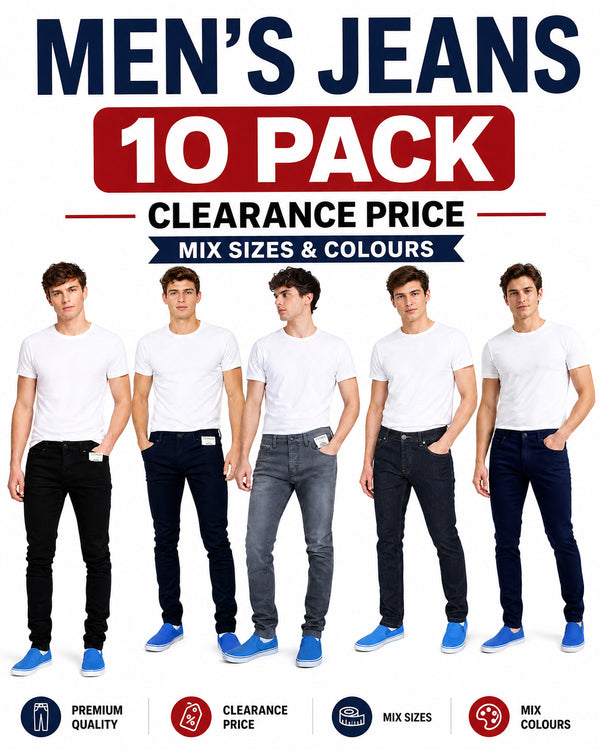 10 Pack Men’s Enzo Jeans Mixed Sizes & Colours Wholesale Bulk - From £9.49 Per Unit