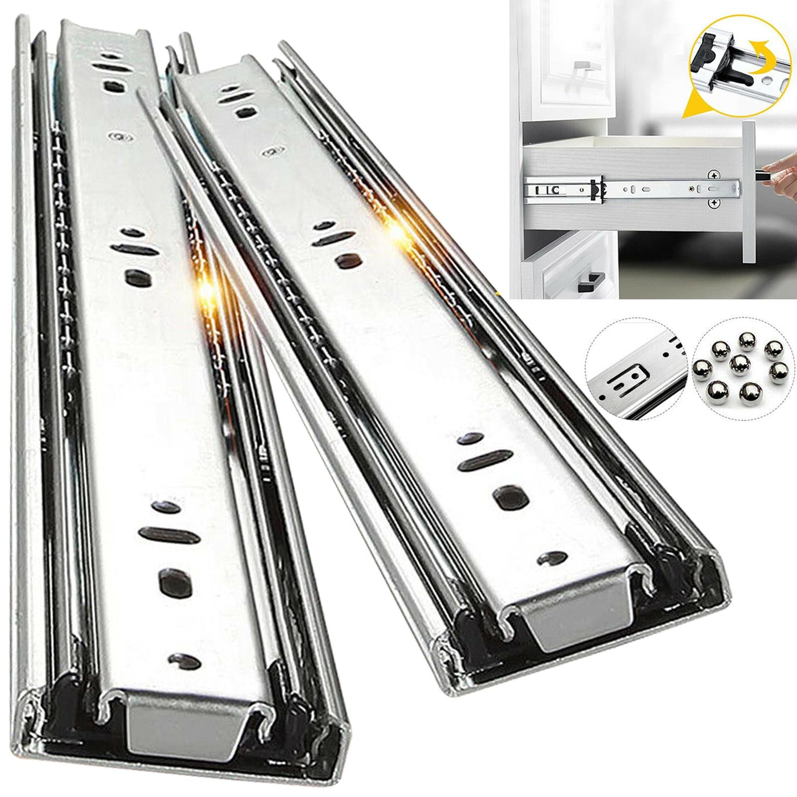 Pair Full Extension Ball Bearing Drawer Runners 10" to 24"